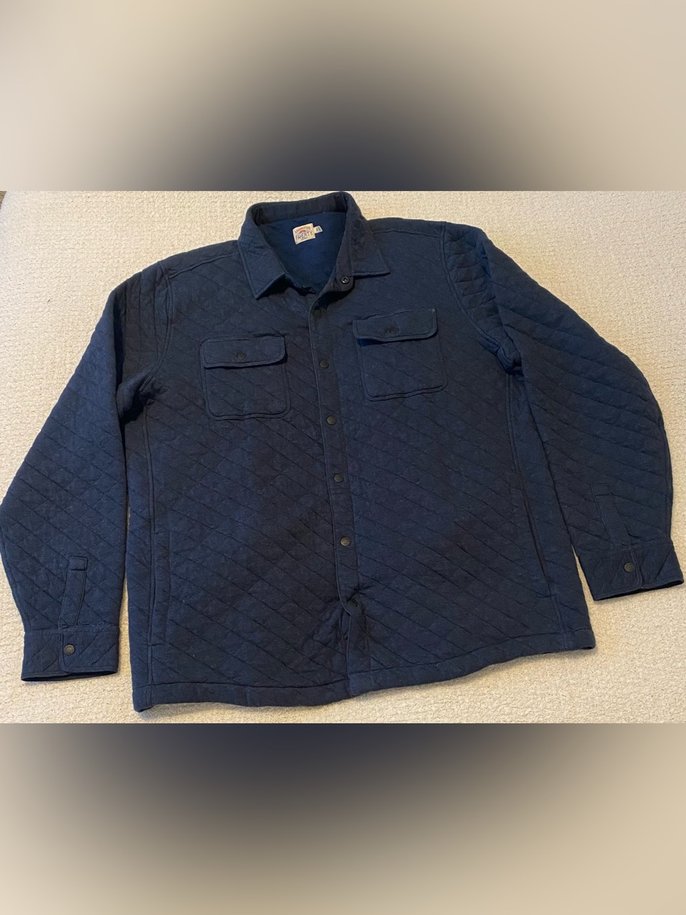 Faherty Epic Quilted Fleece CPO Shirt Jacket in Navy Size XXL